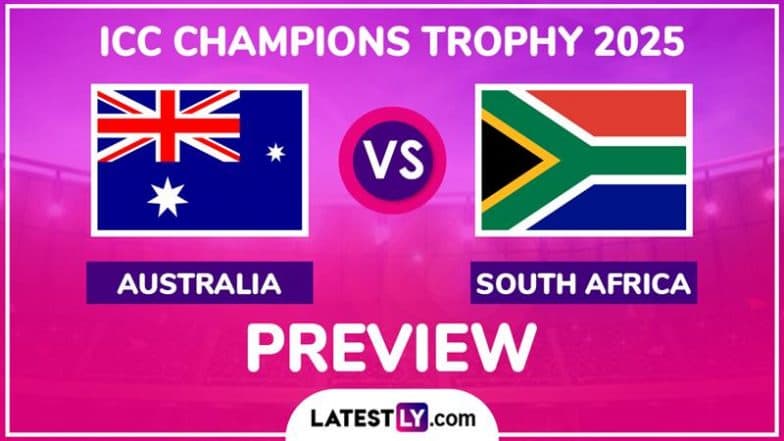 Australia vs South Africa ICC Champions Trophy 2025 Preview: Likely Playing XIs, Key Battles, H2H and More About AUS vs SA CT Cricket Match in Rawalpindi