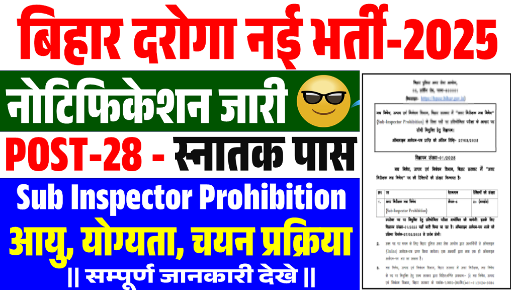 Bihar Police BPSSC SI Prohibition Recruitment 2025 Out