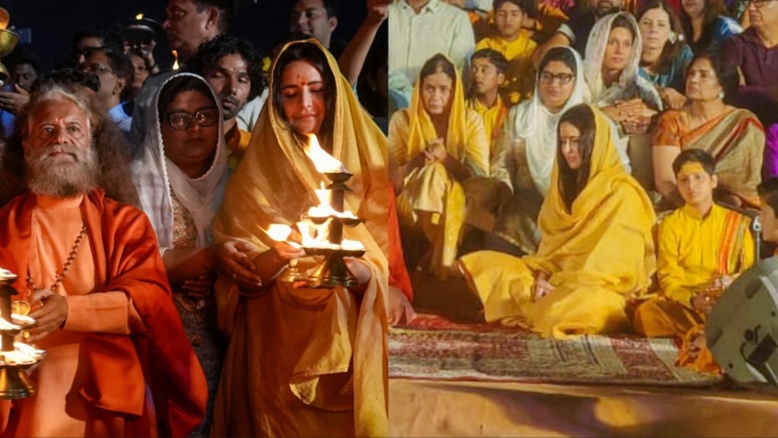 Katrina Kaif performs aarti at Mahakumbh, attends evening bhajan; Raveena Tandon, Abhishek Banerjee, Rasha seen too | Bollywood