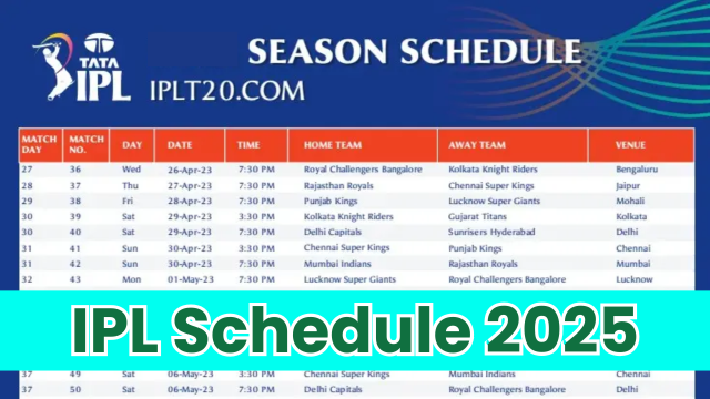 Indian Premier League Complete Fixtures!