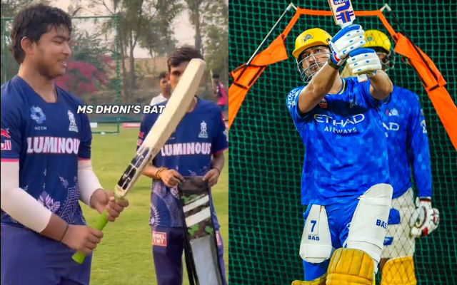 Vaibhav Suryavanshi receives MS Dhoni's bat; Rajasthan Royals video goes viral